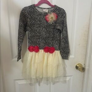 Leopard Print Dress with Tulle Skirt Girls